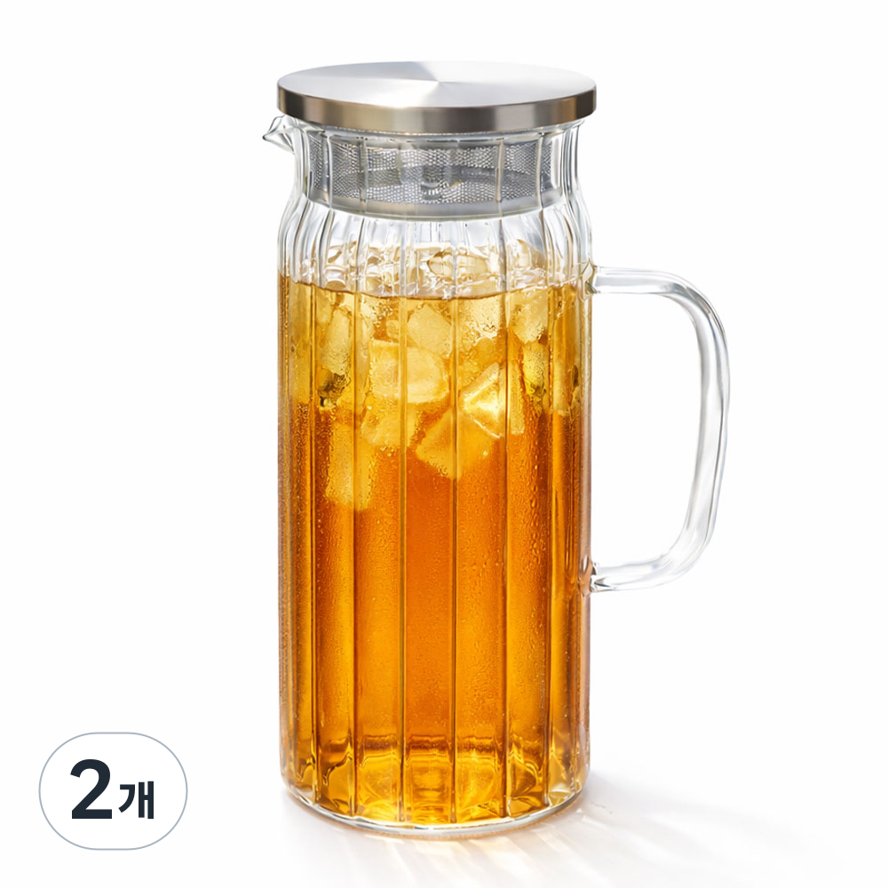 옵티머스 내열유리물병 360도 스텐캡 냉장고 물병, 투명, 2개, 1.4L 38,200원