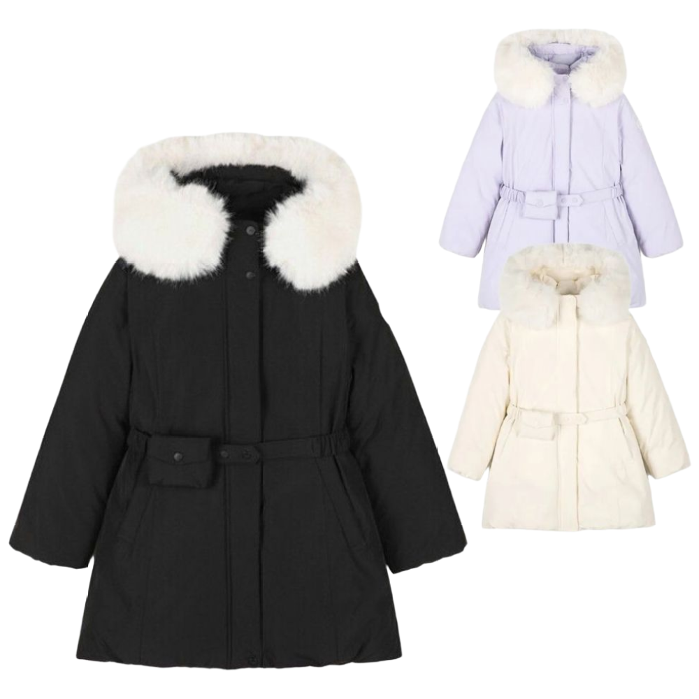 [백화점발송] 네파키즈 여아 롱패딩 허리벨트 후드 퍼 오리털 파카 겨울 점퍼 189,000원