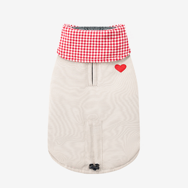 퍼피갤러리 강아지 체크 마이 하트 패딩, 베이지, 1개 45,000원