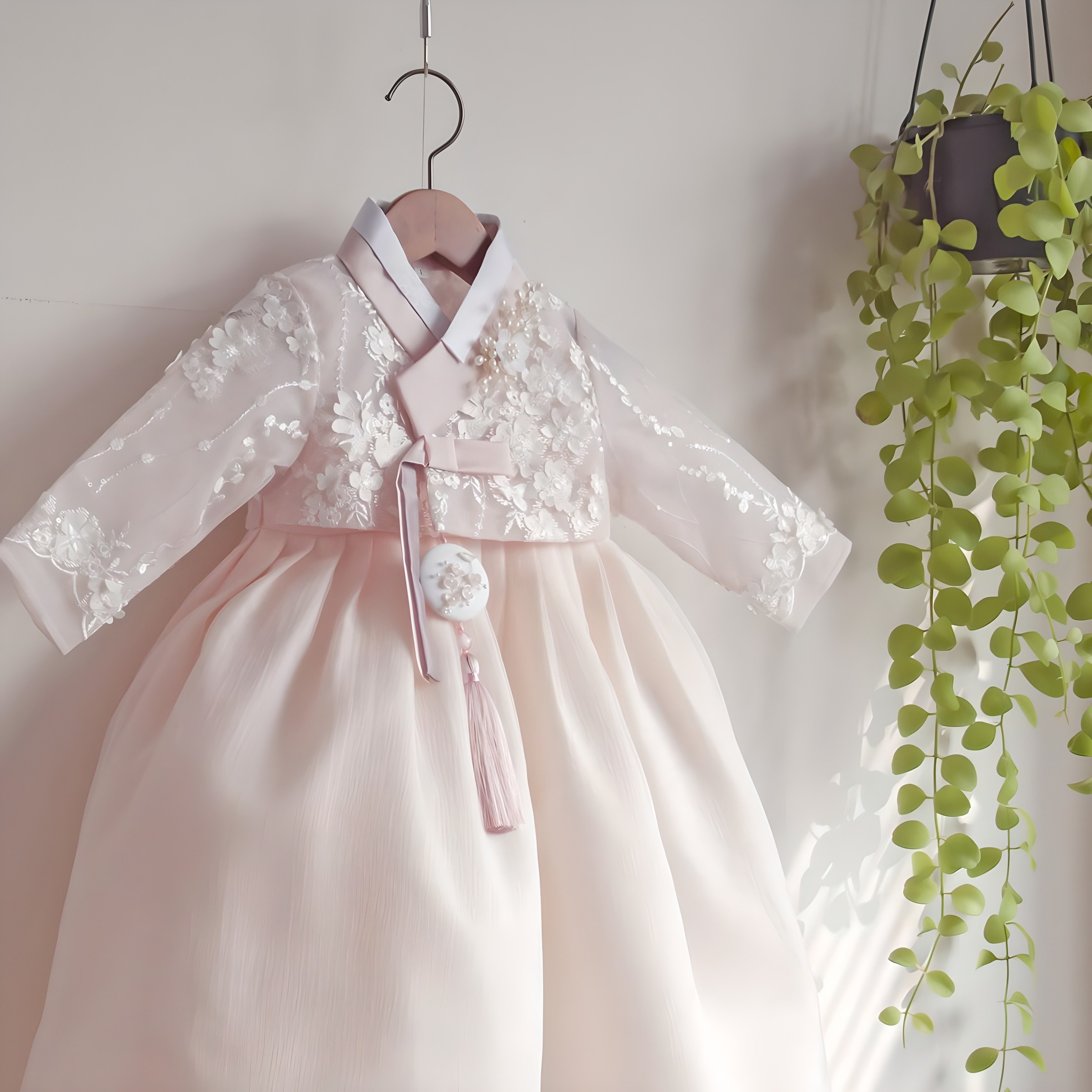 루아한복 빼어날수-  샤롯2 살구빛 레이스한복 (1~8호) 106,000원