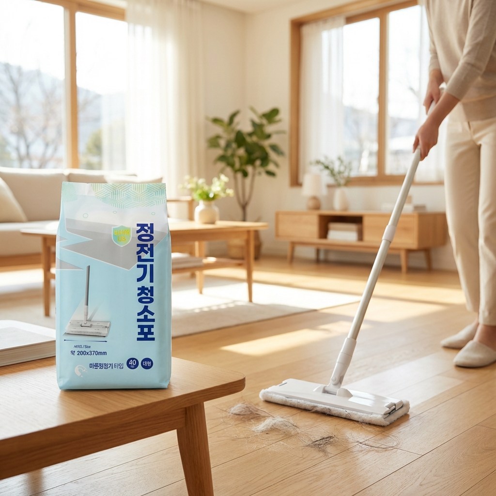 먼지슥싹 강력 정전기 청소포 대용량 대형 벌크팩 40매 먼지 머리카락 강아지털 4,150원