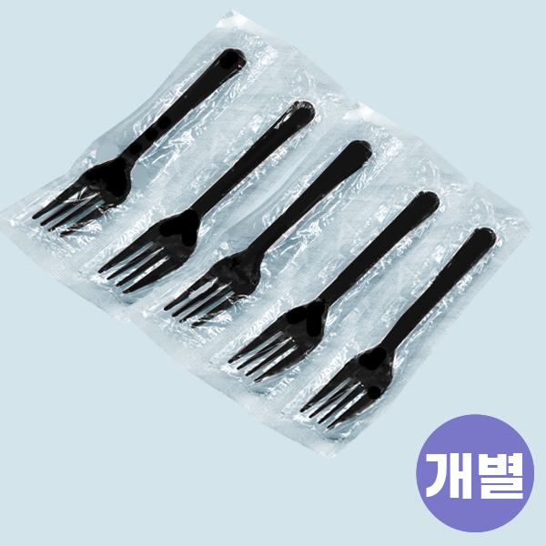 일회용포크 검정 개별포장, 일회용 검정 포크 개별포장, 100개 2,200원