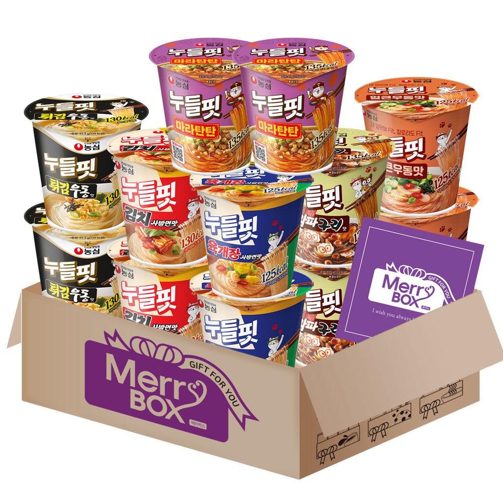 농심 누들핏 세트3호(육개2+김치2+튀김2+우동2+짜파2+마라2)+메세지카드, 1박스 19,900원