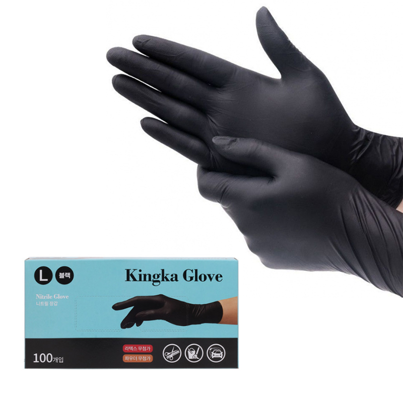 다주자 킹카 니트릴장갑 100매 미용실 업소용 일회용 검정 고무장갑 10,000원
