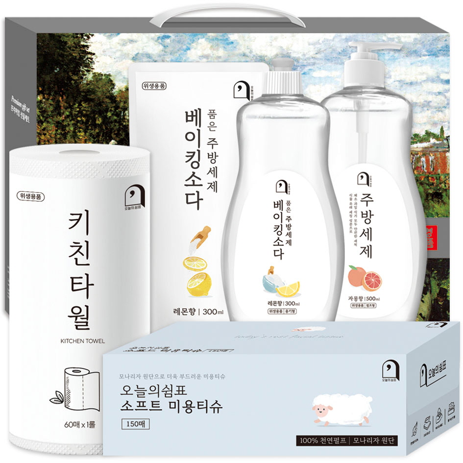 오늘의쉼표 세제 선물세트 답례품 베이킹소다 레몬 62호 (주방세제 3P+각미용티슈+키친타월) 9,630원