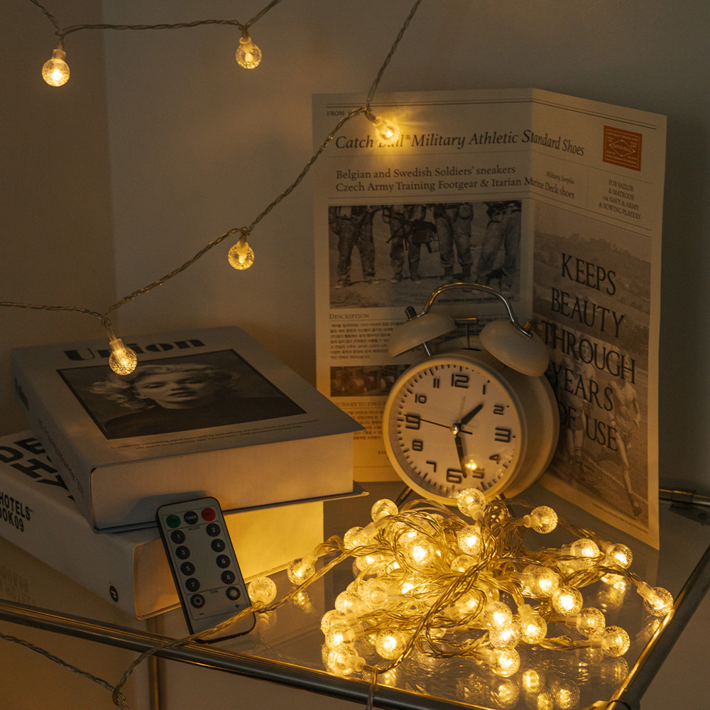 루아즈 LED 와이어 줄 조명 캠핑 버블 앵두전구 AA건전지 리모컨형 40구 6m 8,690원