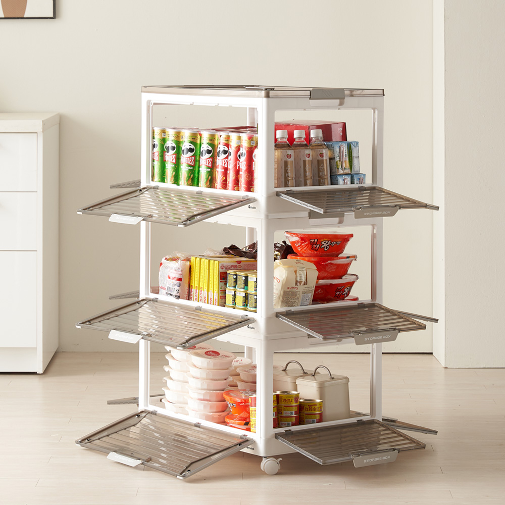 하비비 수납 정리함 접이식 오픈형 리빙박스 대형 폴딩박스 3단, white, 1개 77,380원