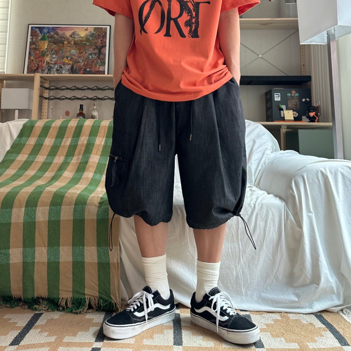 르위 데일리 데님 반바지 버뮤다 와이드 벌룬 팬츠 55,000원