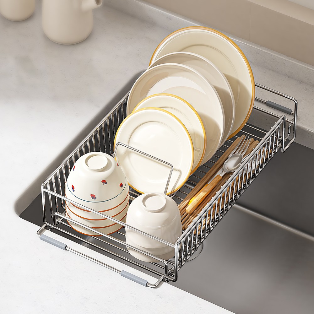 콜콜러브 304 스텐 길이조절 싱크볼 건조대 씽크바구니 싱크플레이트 슬라이딩 식기건조대 25,900원