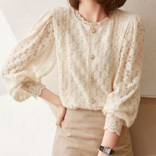 여성 봄 프렌치 펀칭 레이스 프릴 셔츠 자켓 28,000원