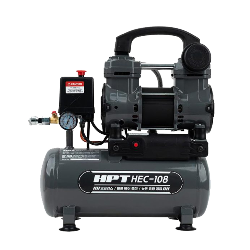 HPT 에어 콤프레샤 8L HEC-108 오일리스 2마력급 콤프레셔 114,000원