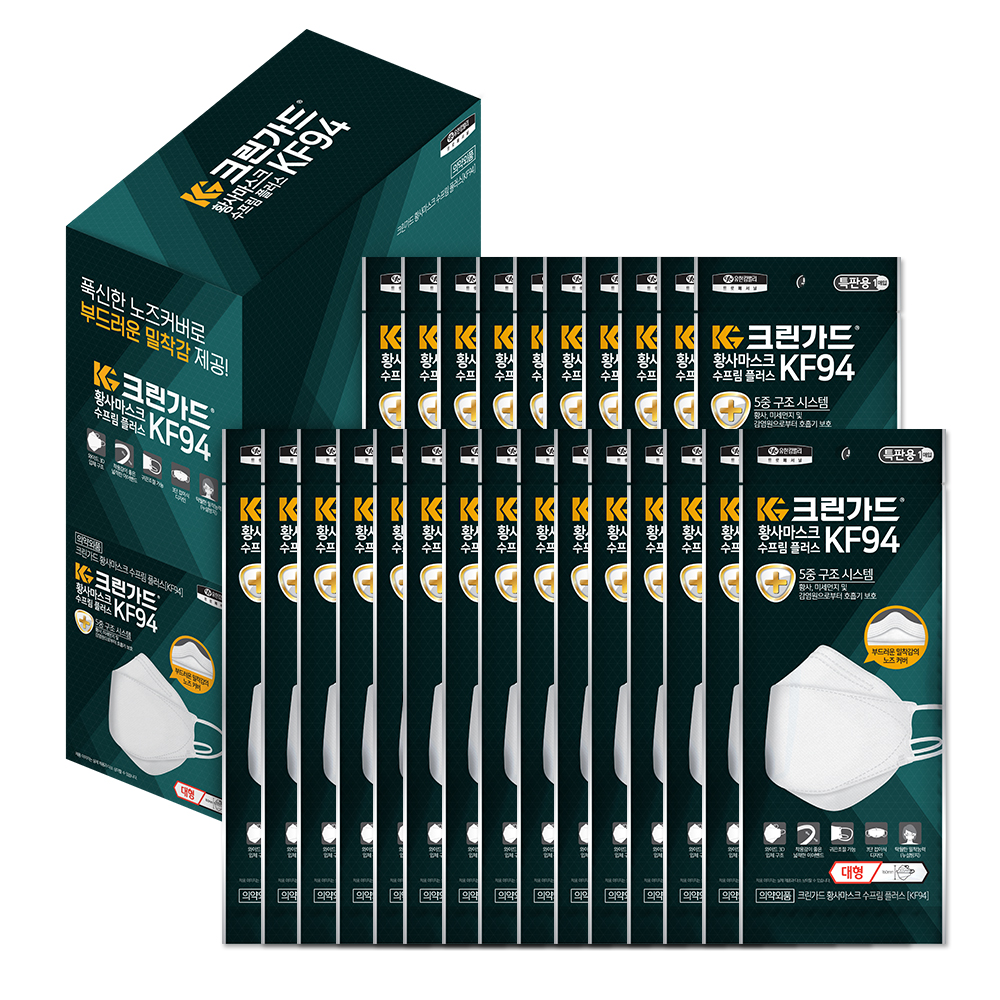 크린가드 수프림 플러스 황사마스크 대형 KF94, 25개입, 1개, 단일 색상 26,430원