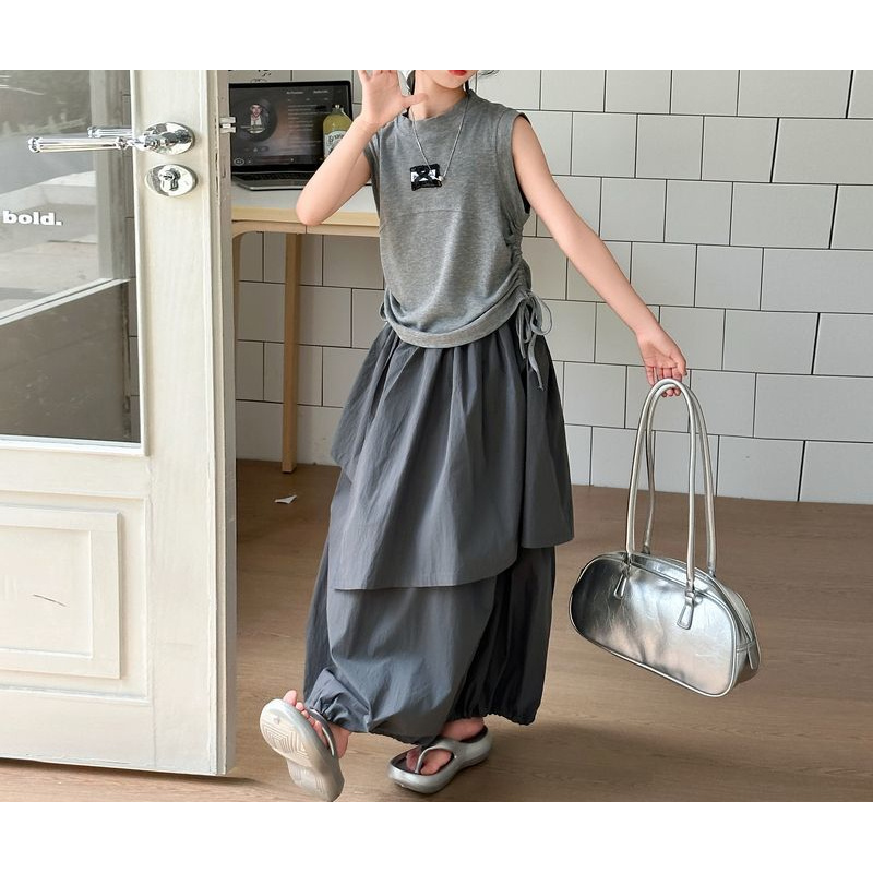 해피유통어린이 여아 패셔너블 캐주얼 세트 민소매 탑과 레이어드 롱스커트14세 이상 XG03 38,000원