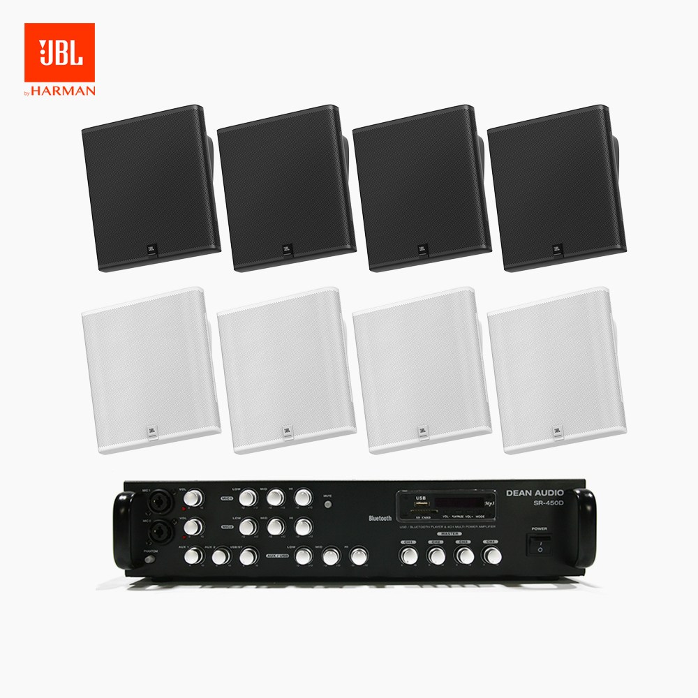 JBL 매장 카페 회의실 상업용 SLP-14T 벽걸이 라우드 스피커 8개+SR-450D 4채널 앰프 음향패키지 3,872,000원