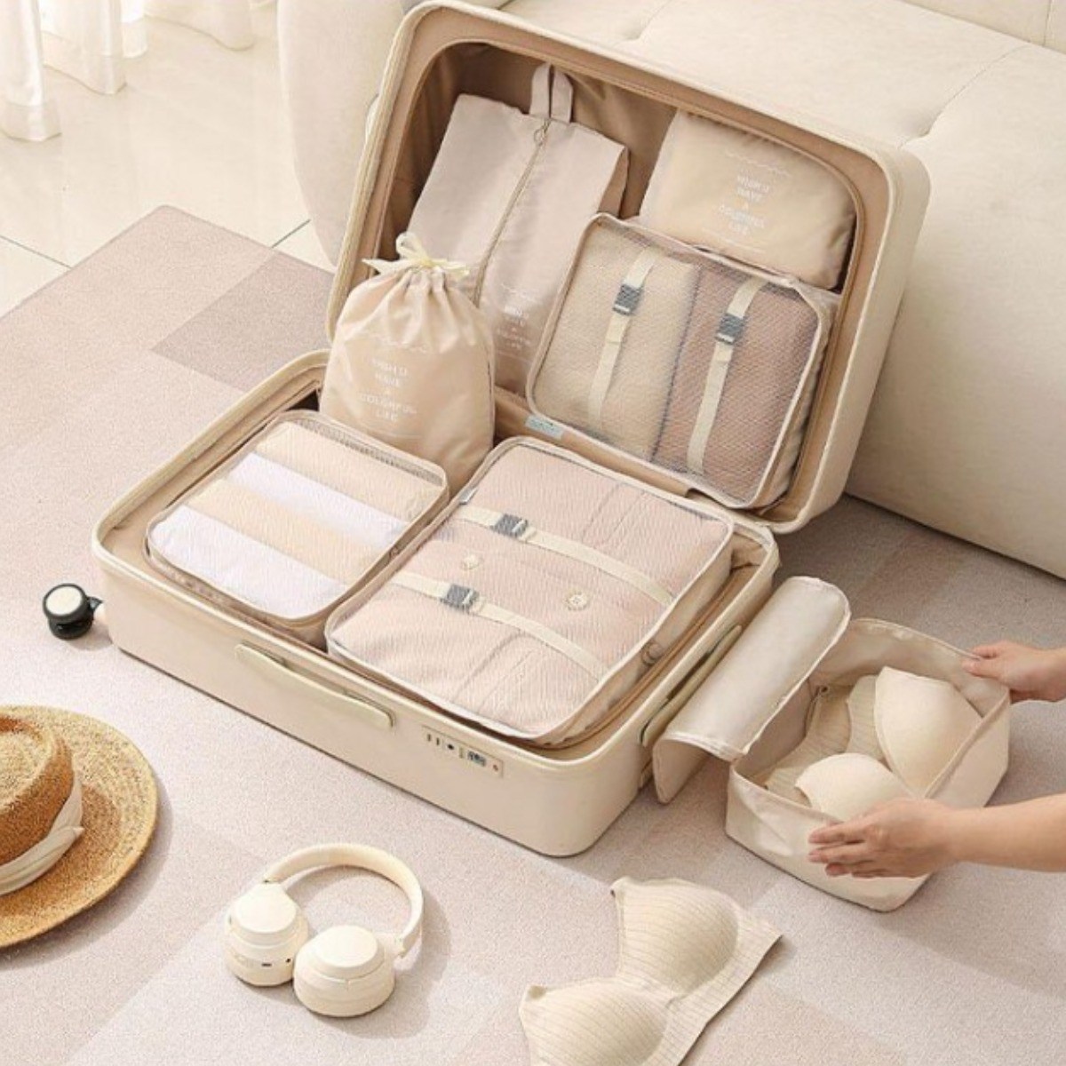 [7종 풀세트] 보나레스 여행용 파우치 세트 캐리어 정리 가방 신발주머니포함 30,300원