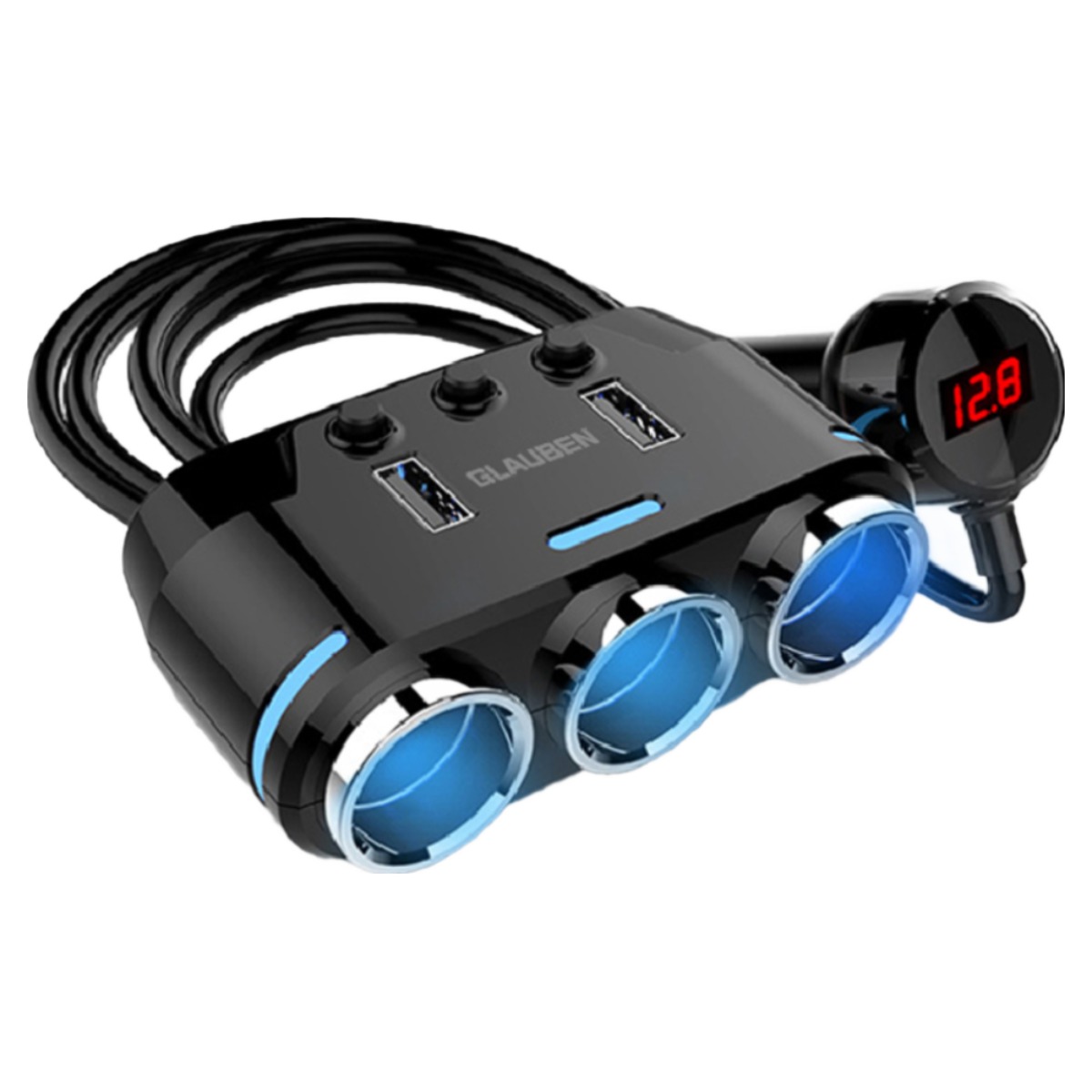 글라우벤 차량용 고속 충전기 QC3.0 3구 멀티소켓 4in1 케이블, 3구, 1 17,870원