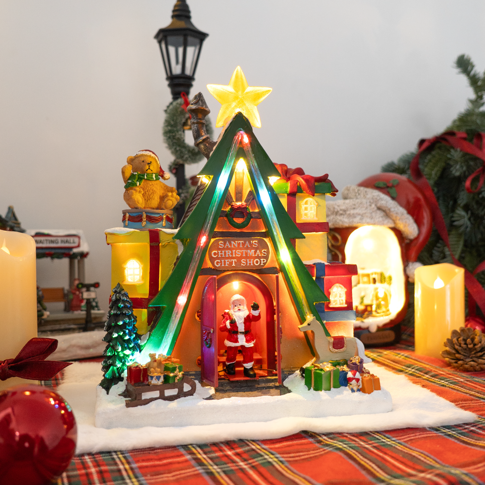 나비다드 산타 트리 가게 크리스마스 오브제 캐롤 LED 움직이는 소품 63,500원
