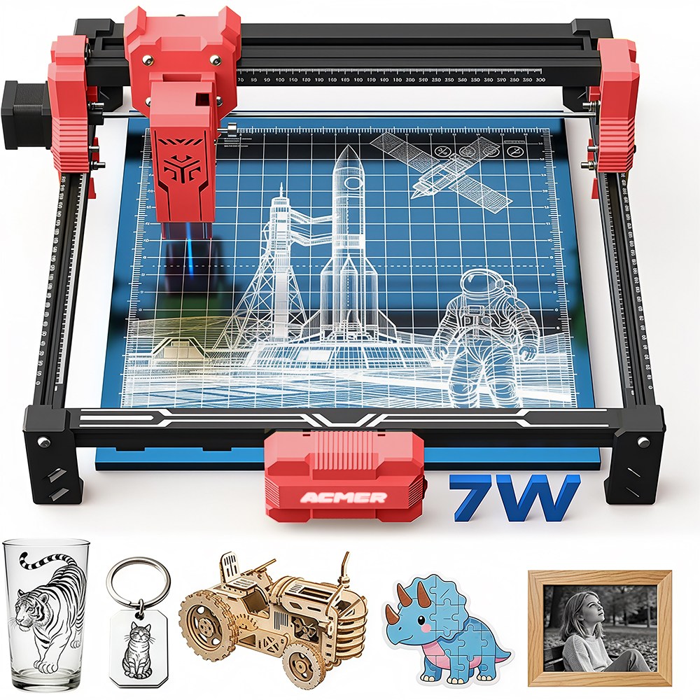 ACMER 7W 소형 금속 레이저 각인기 조각기 컷팅기 마킹기 가죽 아크릴 나무 S2, 1개 318,000원