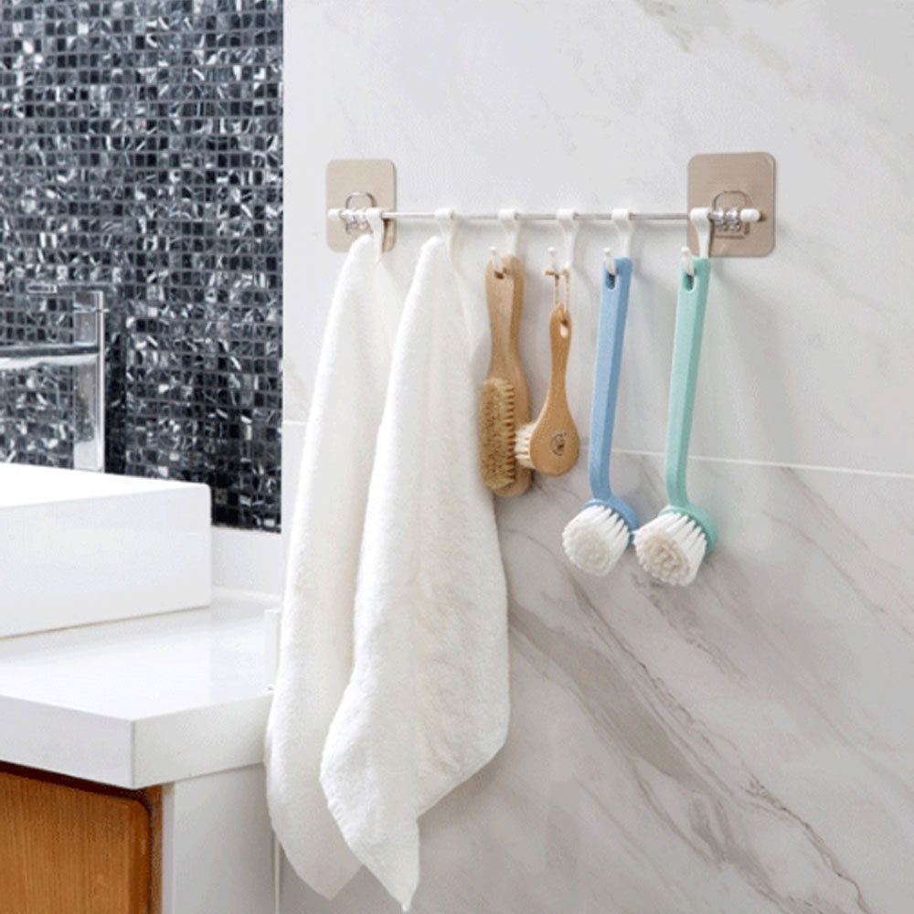 [1+1] 무타공 스텐 욕실 수건걸이 강력 접착식 화장실 수건바 걸이, 2개, 접착식걸이6구 5,900원
