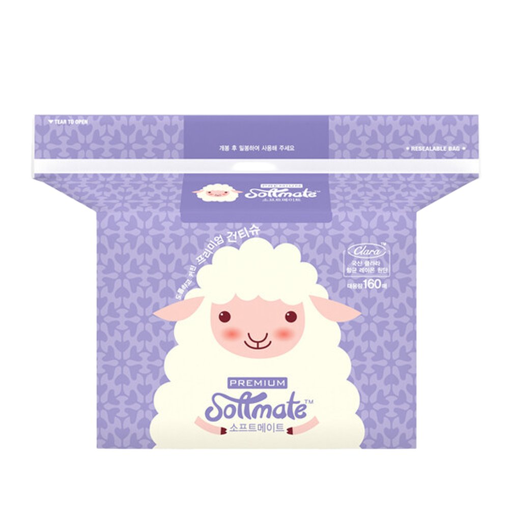 소프트메이트 건티슈 프리미엄 160매 4팩 생분해원단 레이온100 38,090원
