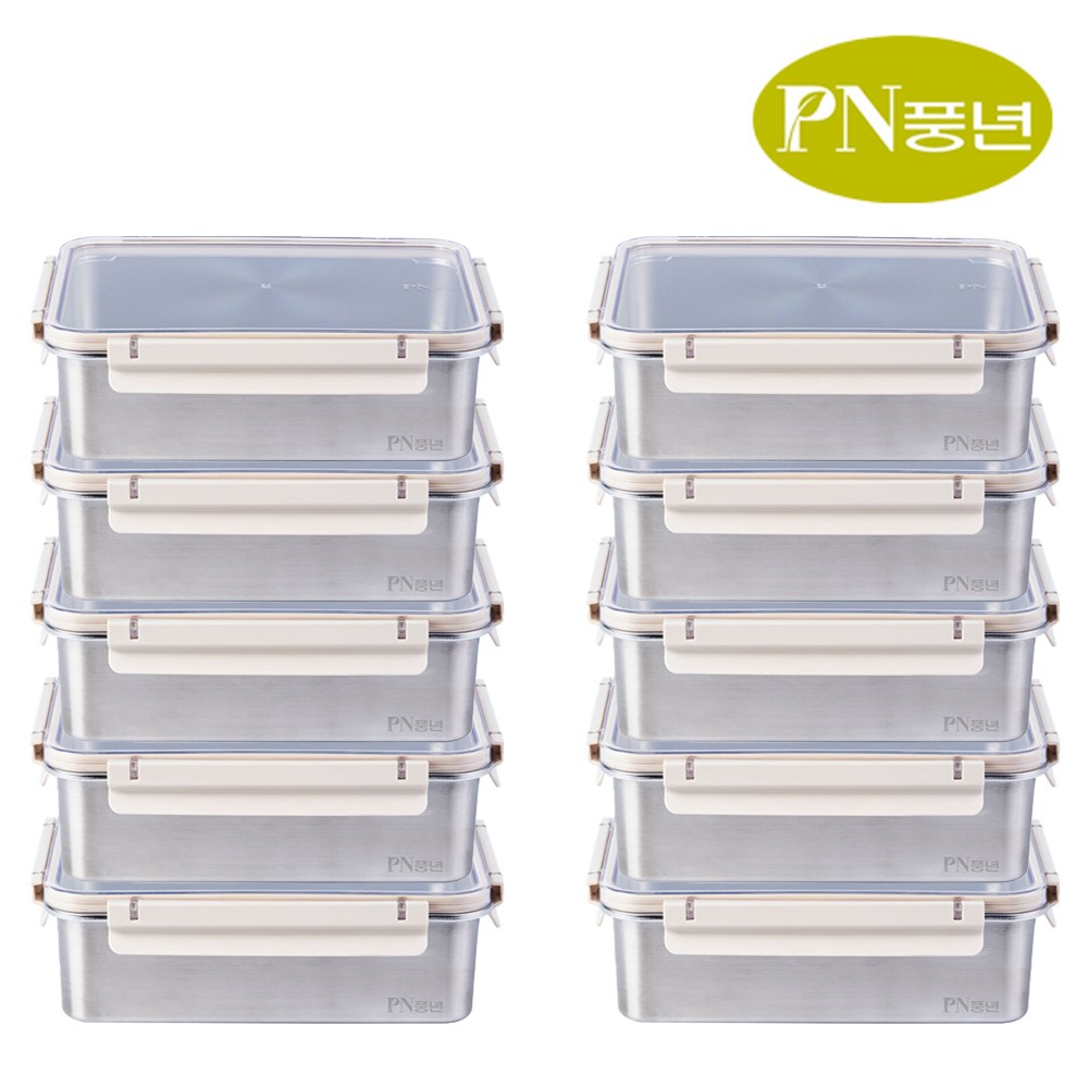 PN풍년 스텐 반찬통 3.5L 10세트 보관 소분 밀폐용기 전자레인지 오븐 식기세척기 냉장 냉동, 3.5L, 10세트 366,900원