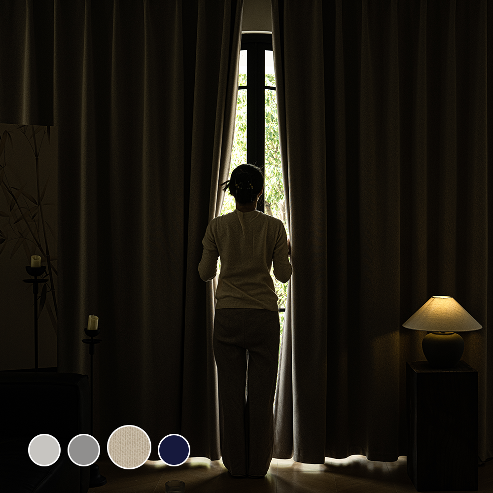 [1+1] HOMEY NEST 밝은색상 99.99% 빛차단 암막커튼 호텔식 방풍 암막 린넨커텐 아일렛형 117,000원