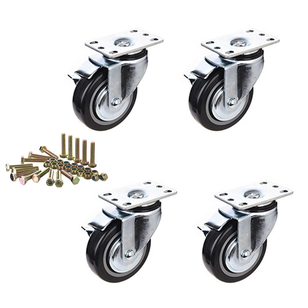 티렉스캐스터 우레탄 저소음 고탄성 스마트 3인치 4인치 5인치 회전 브레이크 캐스터 바퀴 4개+조립볼트 16개+나일론너트 16개 41,500원