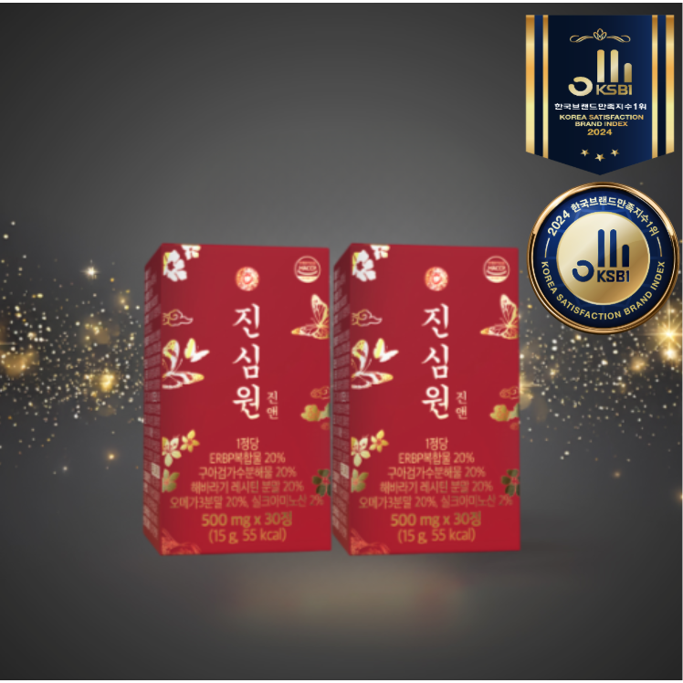 진앤 진심원 레시틴 오메가3 구아검 가수분해물 실크펩타이드 erbp 복합물 64,000원