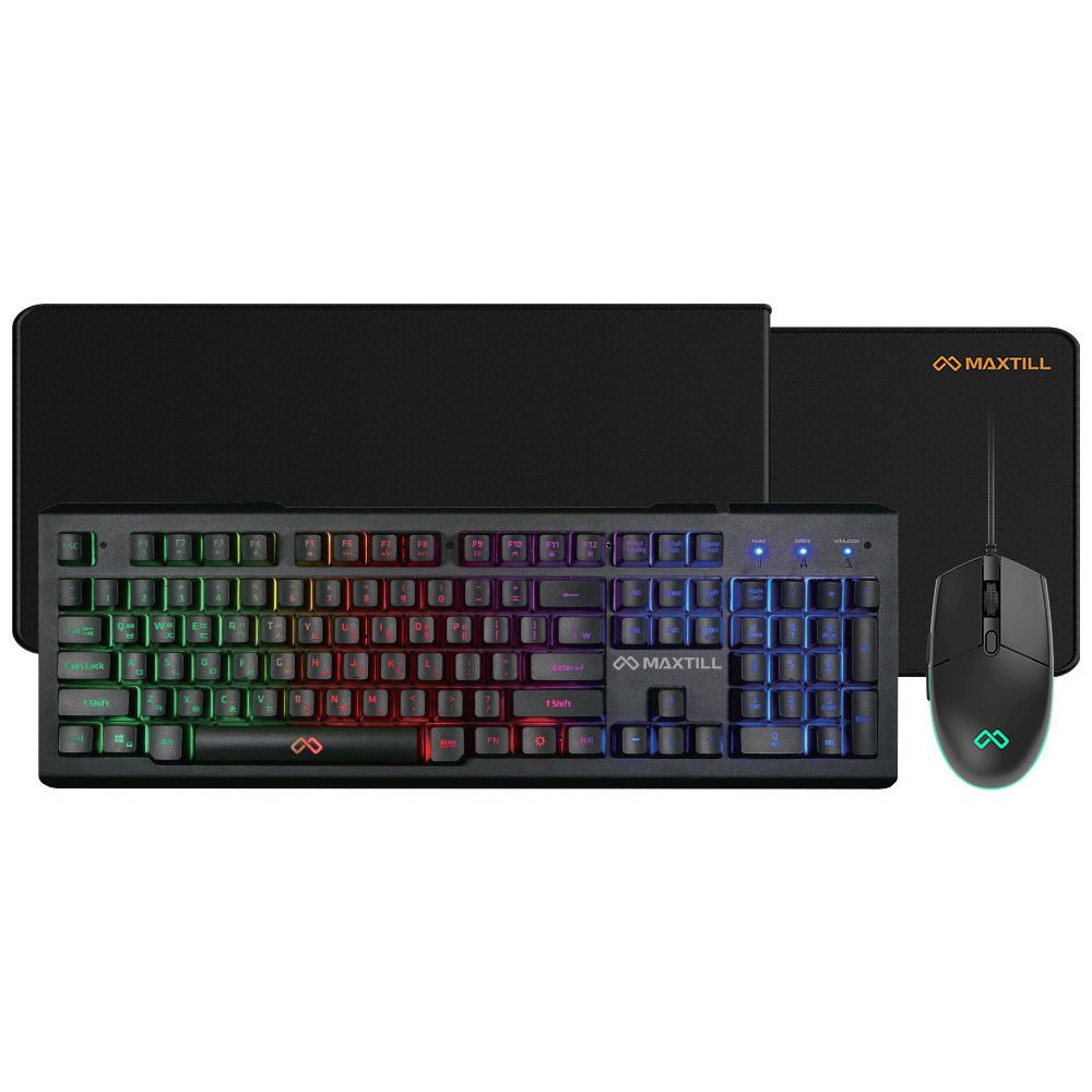 맥스틸 LED 유선 게이밍 키보드 마우스 장패드 세트, 블랙, TRON GMK330, 일반형 28,400원