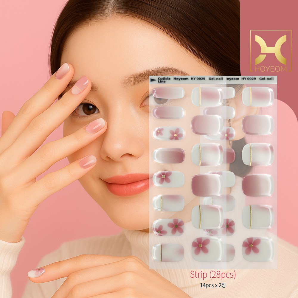 [HOYEOM] 귀찬러 선호하는 셀프젤네일 스티커 28P 컬러젤 반경화 UV경화 젤네일스트립 13,350원