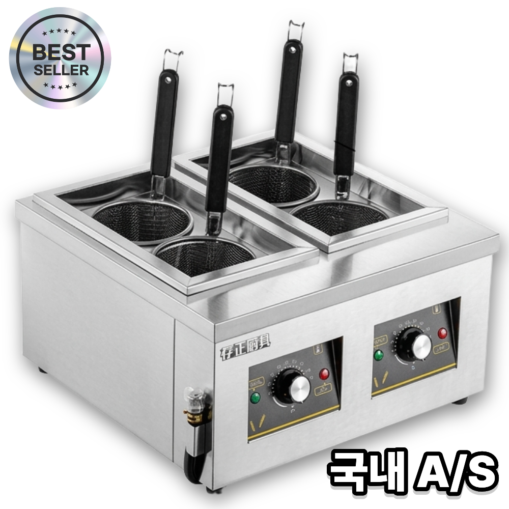 백년기계 최신형 업소용 해면기 면삶는기계 몀탕기 면 우동 국수 전기 2구 4구 6구 식당용 파스타 면건지기, 프리미엄 실버 4구 322,000원