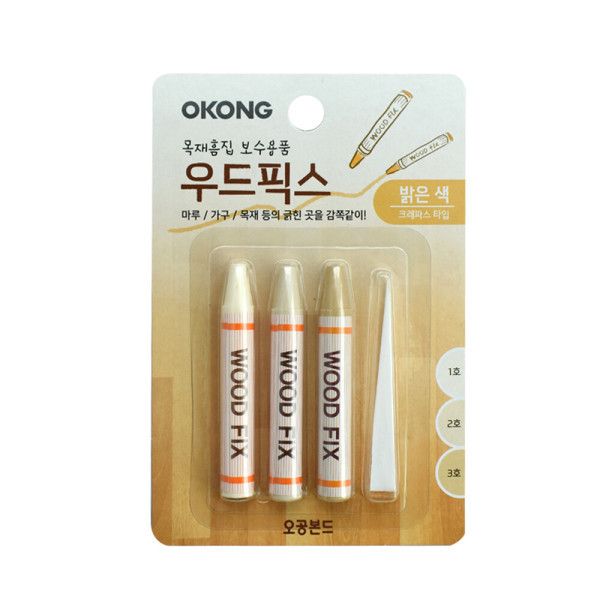 보수용품 오공 목재흠집보수용품 우드픽스 밝은색 4.5g 3개입, 1개 7,500원