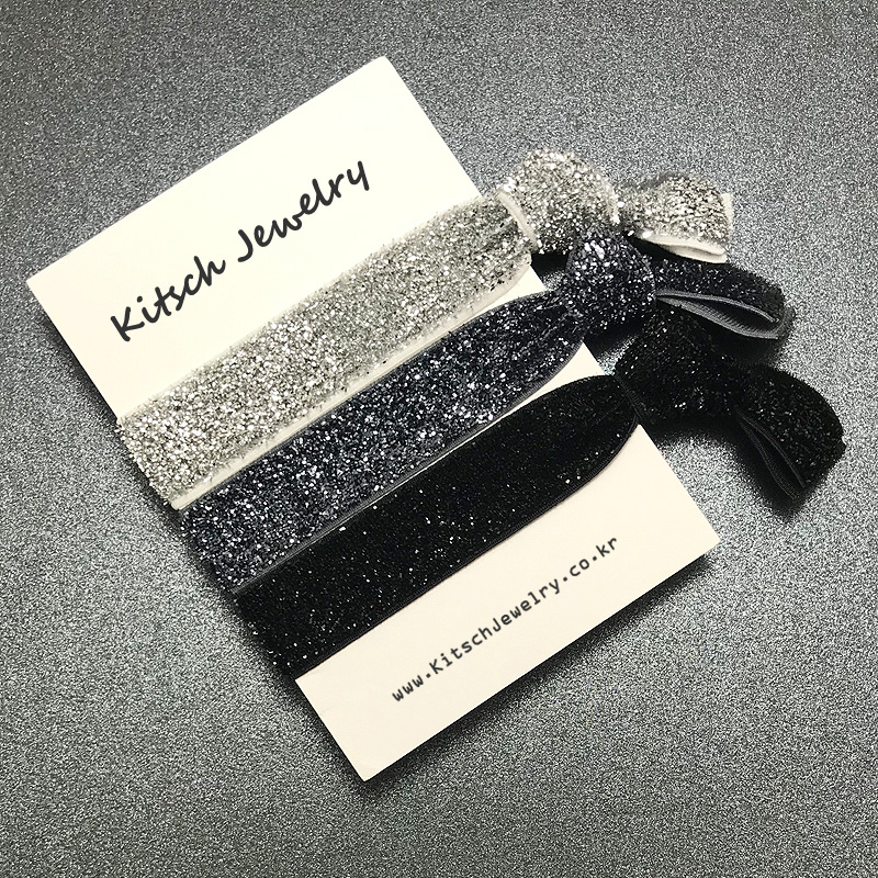 키치쥬얼리 엘라스틱 헤어타이 블랙글리터 3SET 4,900원