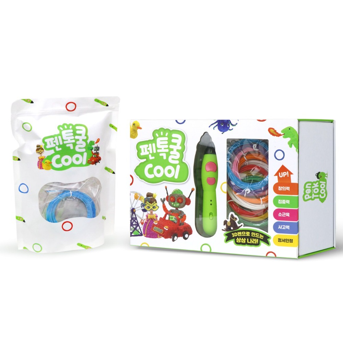 펜톡 펜톡쿨 저온 3D펜 + PCL 필라멘트 5m 12색 세트, 상세페이지 참조 89,100원