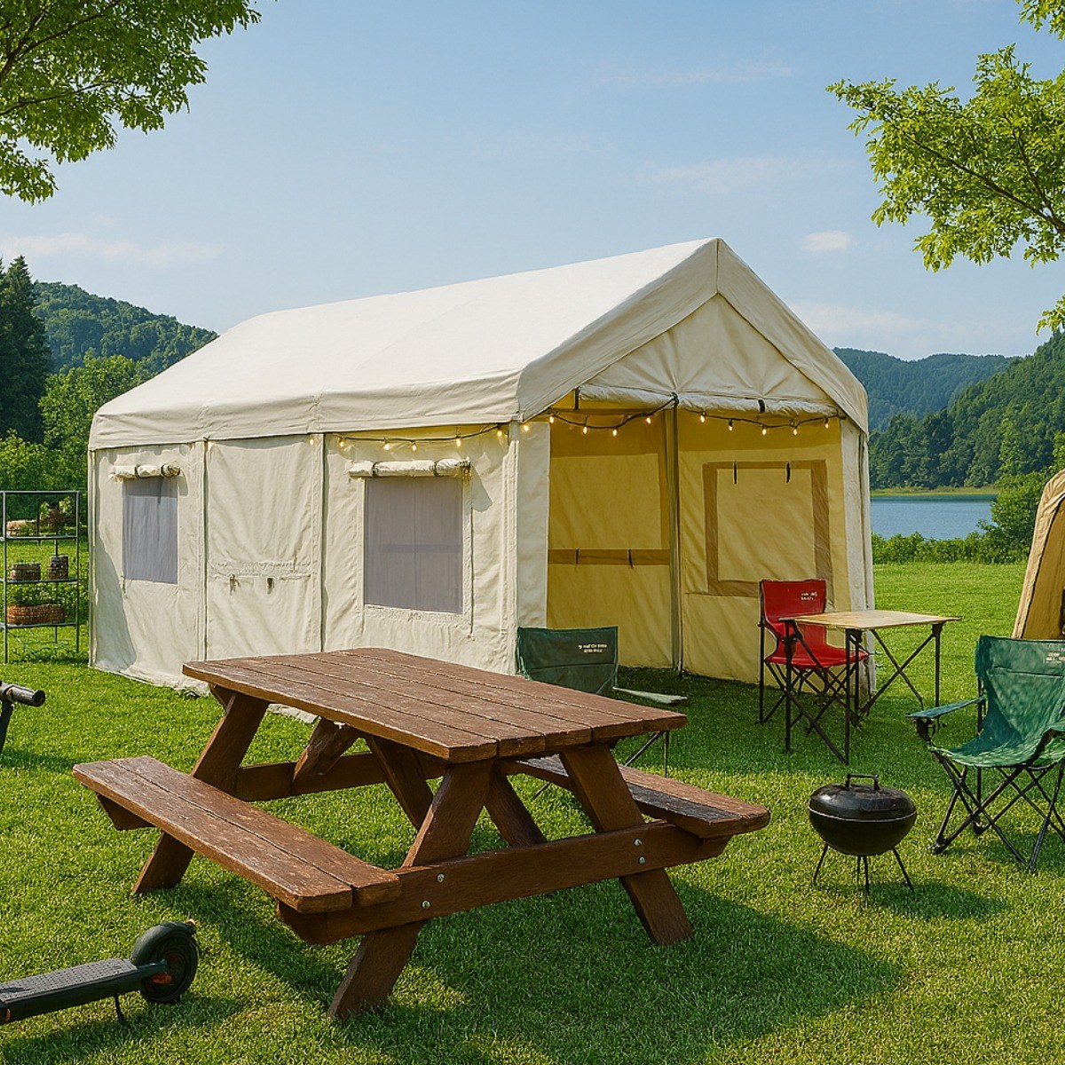 코스트코천막 텐트 3mx6m 풀세트 주차 차고지 케노피 차양막 차량용 행사용 대형 장박, ivory 512,370원