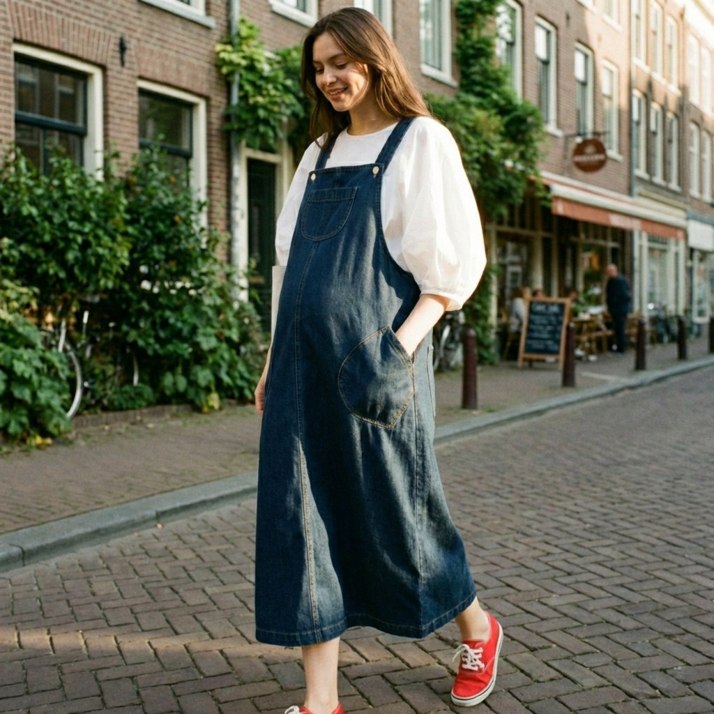 [임부복 원피스] 플랜비 임산부 멜빵 데님 치마 40,000원