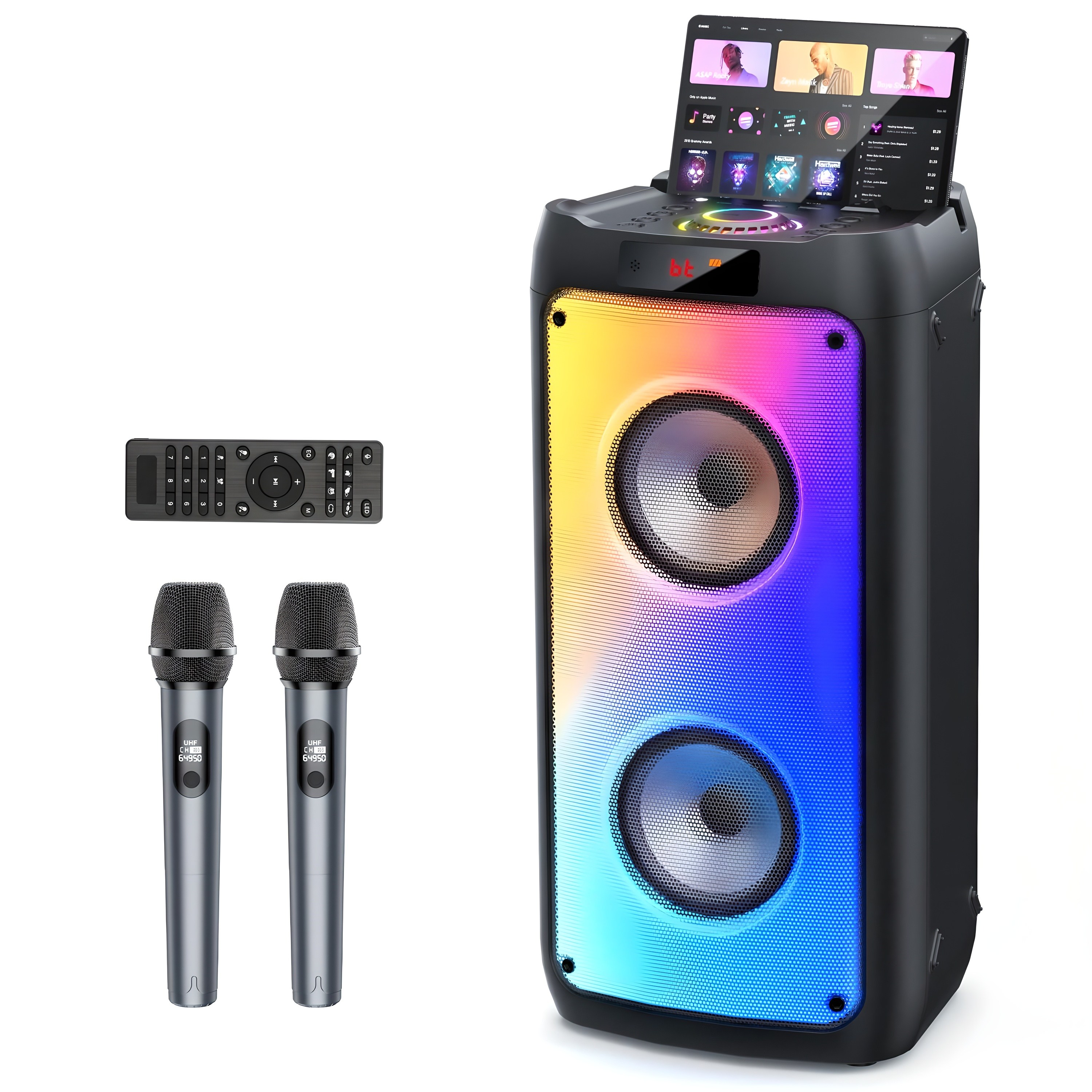 JYX 휴대용 블루투스 노래방 기기 스피커 듀얼 무선 세트 RGB 조명 T10-T 121,950원