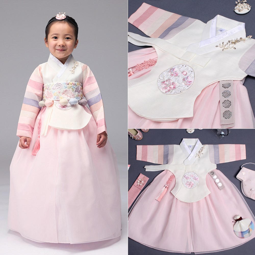 이에스슈즈 고급 여아한복 백일~10세 아동한복 유아한복 돌한복 백일한복 - 92 연아 색동아이당의 날개분홍 78,900원