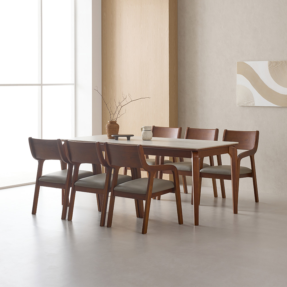 라로퍼니처 디바인 1900 연그레이 포세린 통 세라믹 6인 식탁 세트 6인용 참죽나무 원목 테이블 865,000원