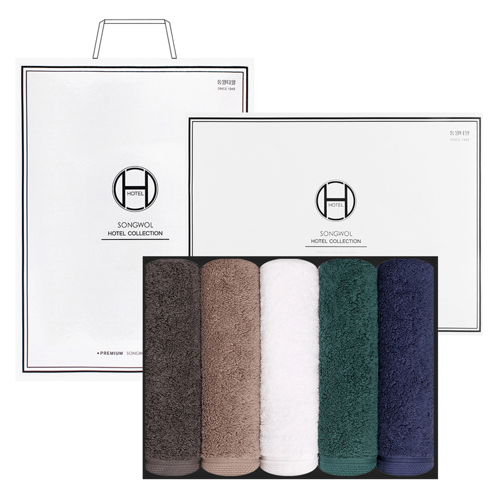 송월타월 포인트 40 고중량 호텔 수건 200g 40수 코마사 5종 세트 + 쇼핑백 32,900원