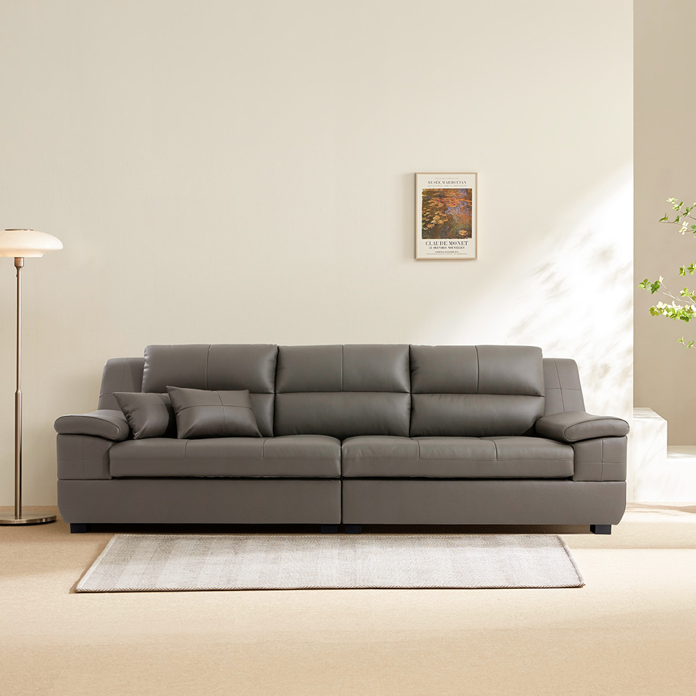 동서가구 테라 천연면피가죽 4인용 소파 방문설치, 그레이 617,000원