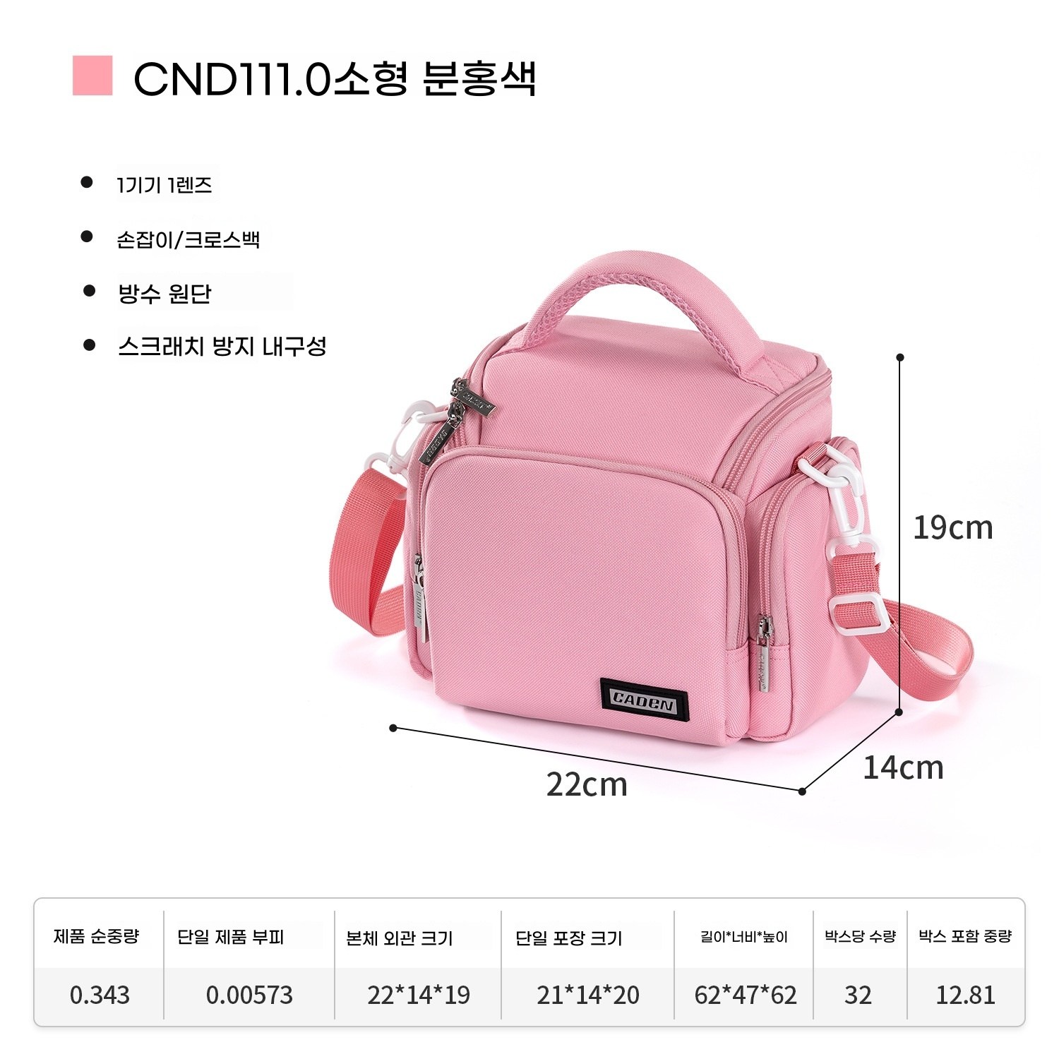 CADeN 카덴 D11 카메라 가방 방수 미러리스 DSLR 숄더백 휴대용 충격방지 대용량 수납 소니 캐논 니콘 호환 촬영용 카메라백, CN1.0 소형 핑크(1개 본체+1개 거울+1개 가방 49,880원