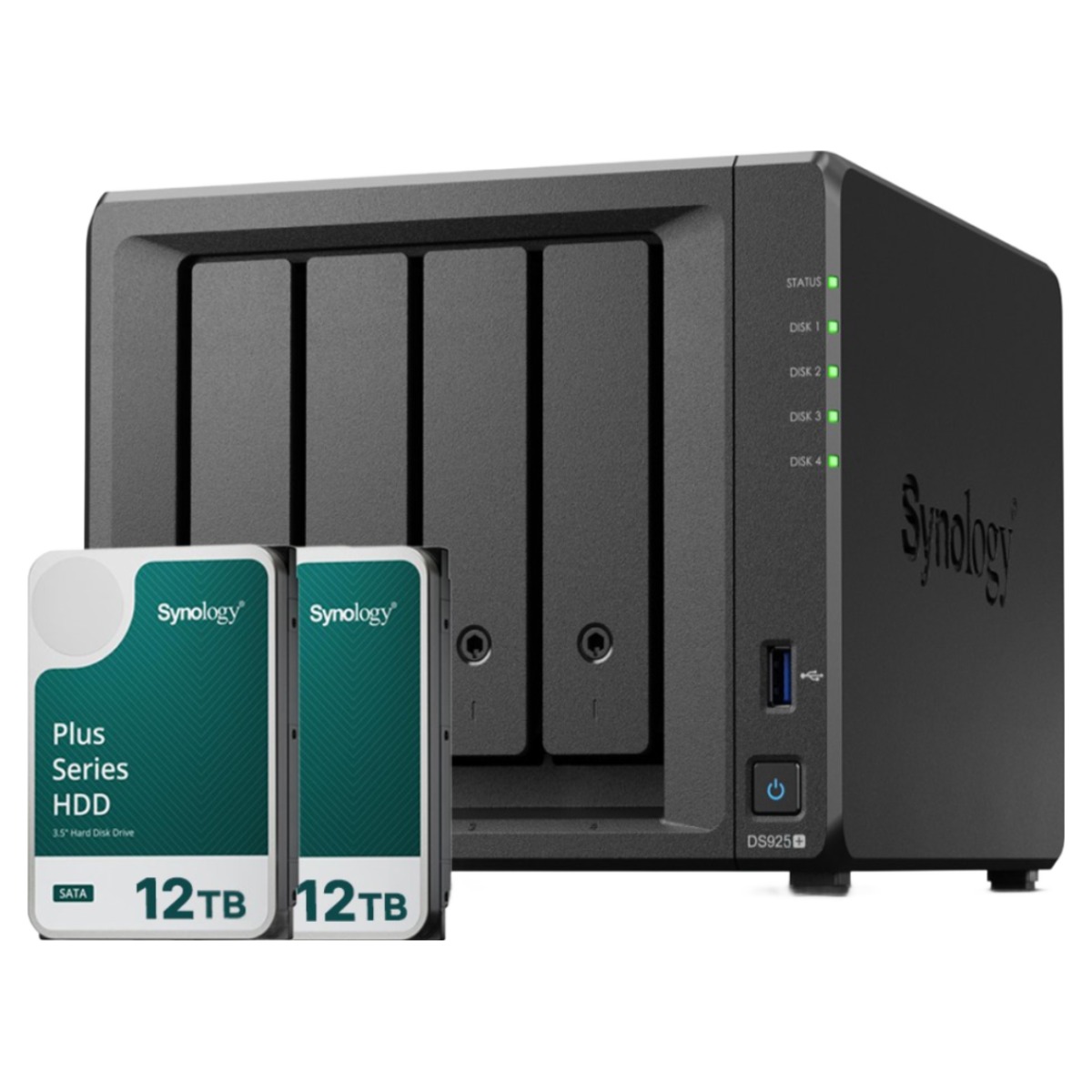 [ 시놀로지 공식총판 ] 시놀로지 나스 DS925+4bay [24TB]HAT3310-12TBX2EA 합본 기업용 NAS 2,199,000원