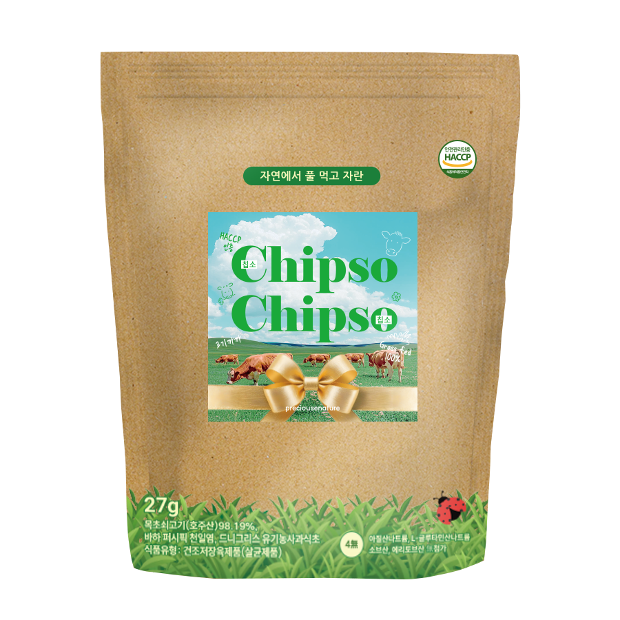 [프레셔스네이처] 100% 풀 먹고 자란 소 초저염 칩소칩소 소고기칩 비프칩, 1개, 27g 11,900원