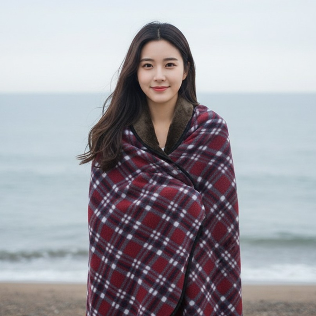 온픽스 모던체크 똑딱이 담요, 1개, 와인 레드 체크(Wine Red Check) 19,800원