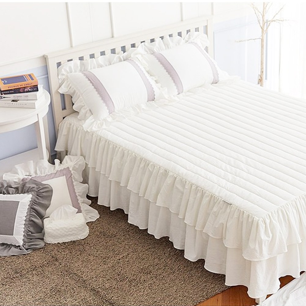 류금숙 여자의 마음 바이오워싱 광목 이중프릴 스커트 면 침대커버 89,900원