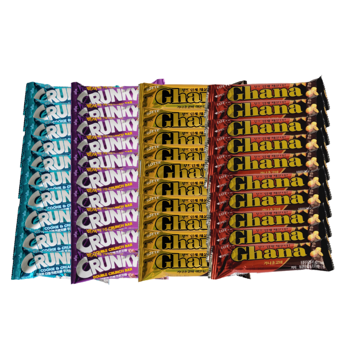 롯데 더블크런치바 쿠키앤크림45g 10개+더블크런치바45g 10개+가나초코바 땅콩45g 10개+가나초코바아몬드 45g 10개 40,800원