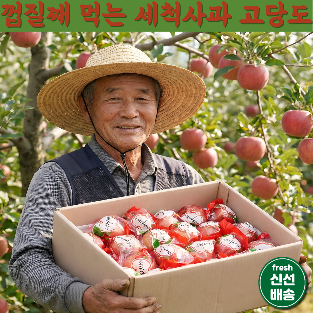 [ 사과 농장 직송 ] 경북 국내산 고당도 아삭한 껍질째 먹는 세척사과 봉지사과, 1개, 세척사과 10키로 (중소과) 50과내외 96,500원