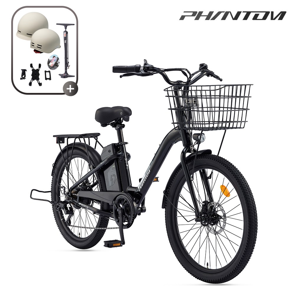 삼천리 2026 24 팬텀 이콘 D 전기자전거 시티형 도심형 생활형 자전거 파스 스로틀 겸용, 블랙, 알루미늄 970,000원