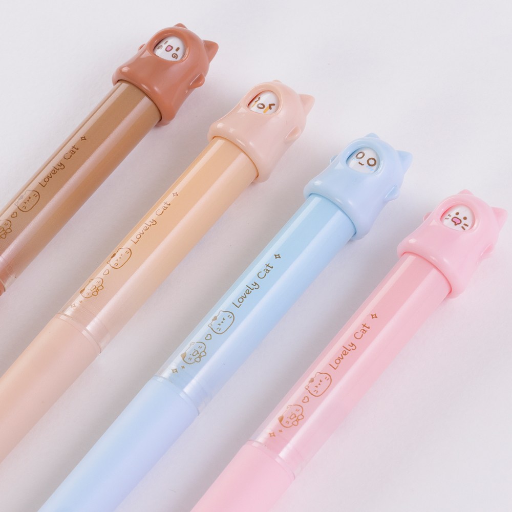 star starred 귀여운 고양이 젤펜 입체 캐릭터 데스크테리어 필기구, 1세트, 4종 4개입 10,000원